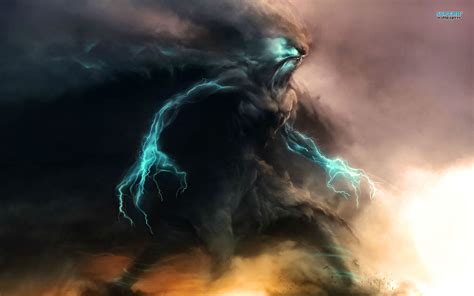 Storm Monster Wallpaper Digital Wallpaper Fantasy Art