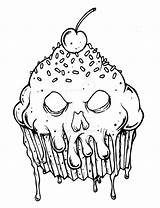 Coloring Pages Scary Evil Cupcake Horror Halloween Drawings Monster Drawing Adult Adults Creepy Spooky Skull Printable Tattoos Book Pokemon Color sketch template