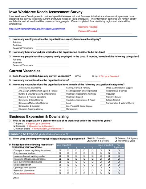 business  assessment survey examples