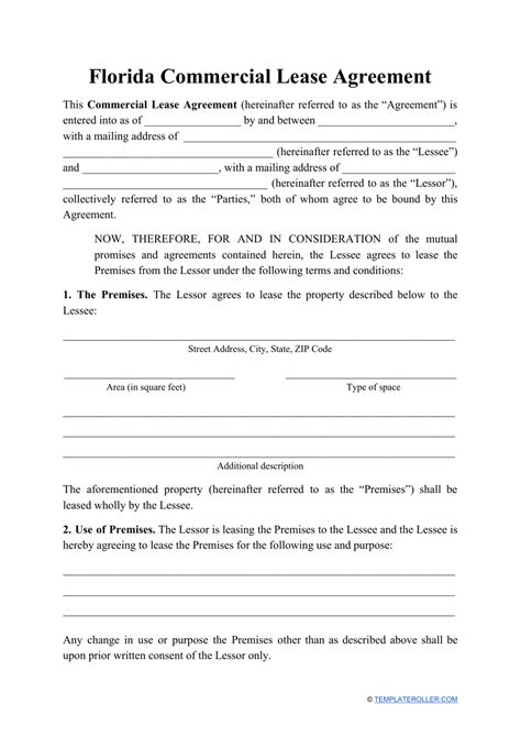 florida commercial lease agreement template fill  sign