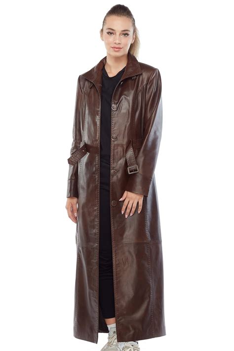 skyler brown real leather long trench coat lupongovph