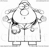 Careless Surgeon Veterinarian Shrugging Outlined Cory sketch template
