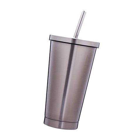 Stainless Steel Tumbler Drinking Cup With Straw And Lid