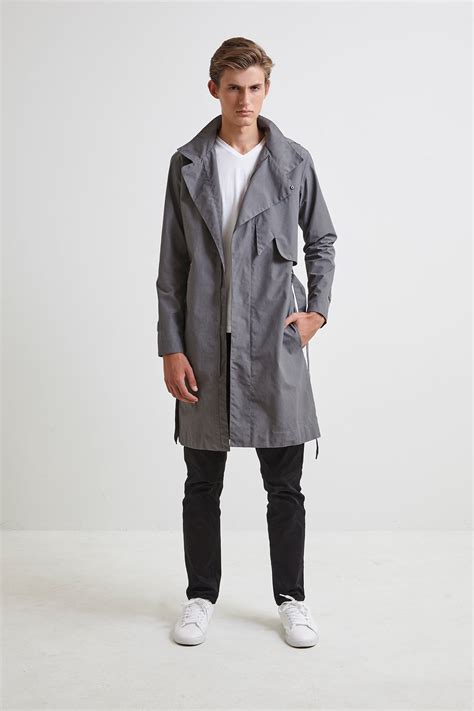 zipper trench coat grey raincoat  men theraincoatcom
