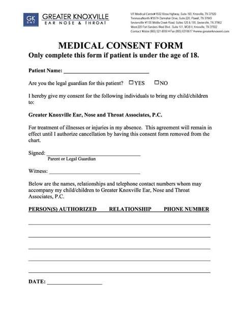 medical consent forms   printable templates consent