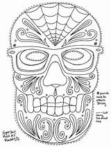 Coloring Pages Hipster Skull Sugar Mask Printable Masks Dead Dia Los Girl Skeleton Face Color Adult Sheets Print Muertos Colouring sketch template