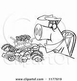 Junk Food Pigging Outlined Hog Cartoon Clipart Toonaday Royalty Vector Leishman Ron 2021 sketch template