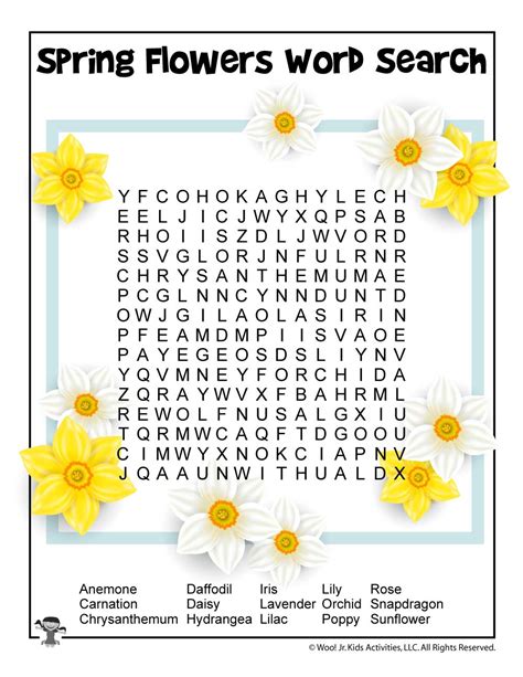 printable spring word searches