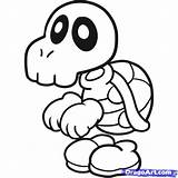 Mario Coloring Bones Dry Koopa Pages Super Bros Troopa Paper Characters Game Print Drawing Draw Printable Star Kids Drawings Step sketch template