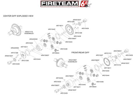 exploded view arrma firearm  blx  wd rtr diferencial astra