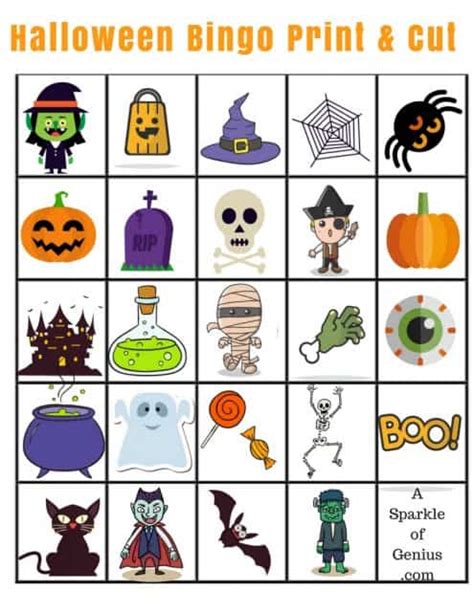 kids  love   spooky halloween printable bingo board
