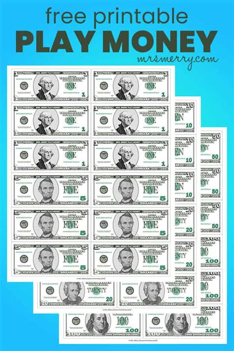 printable play money  kids  merry money lessons lessons