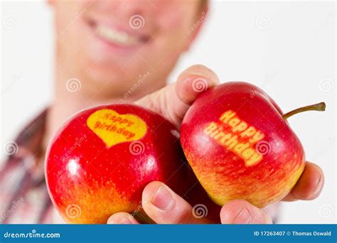 birthday apples stock image image  decoration card