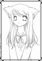 Coloring Pages Anime Neko Color Girl Getcolorings Catgirl Cat sketch template