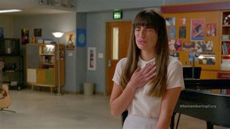 lea michele cries on ‘glee that she ll forget cory monteith s voice hollywood life