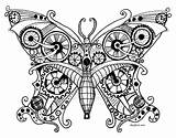 Steampunk Butterfly Deviantart Coloring Zentangle Doodle Pages Drawings Sketch Wings Drawing Printable Punk Steam Adult Patterns Doodles Coloriage Zen Papillon sketch template