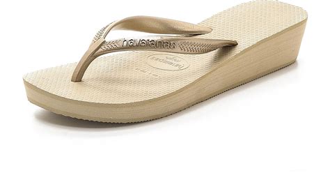 havaianas high light wedge flip flop in natural lyst