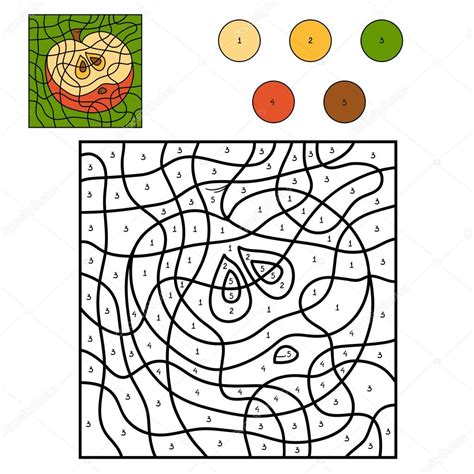 kleuren op nummer apple vectorafbeelding door  ksenyasavva vectorstock