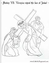 Coloring Station Sixth Cross Stations Jesus Veronica Wipes Face Pages Six Playground Catholic Print Catholicplayground Lenten Tablero Seleccionar Seventh Choisir sketch template