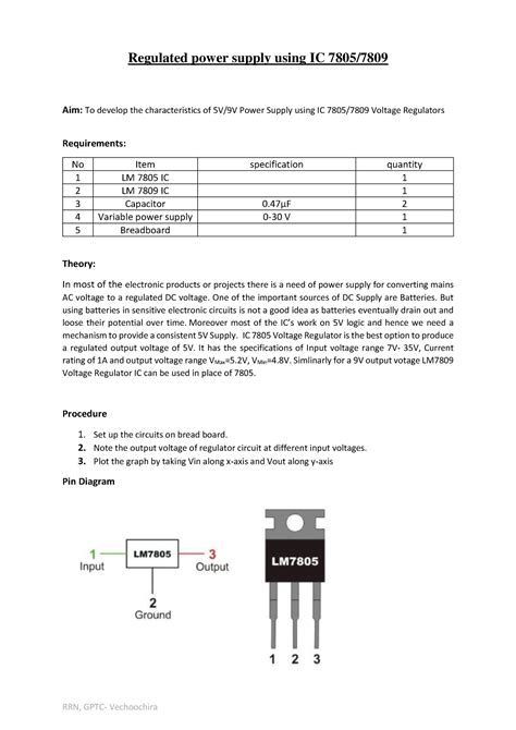 regulated power supply rrn gptc vechoochira regulated power supply  ic  aim