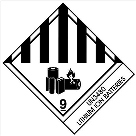 dot labels  diamond hazard class lithium ion batteries  peel