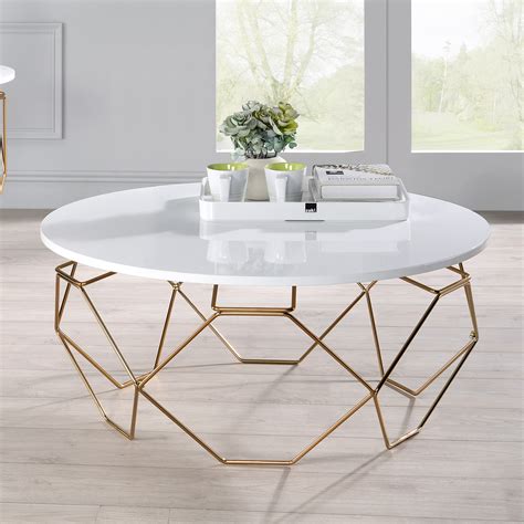 furniture  america glaser contemporary coffee table white  gold walmartcom walmartcom