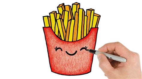 how to draw french fries cute and cartoon drawing and