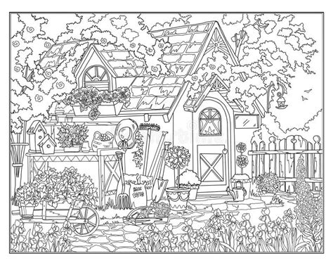 coloring page  secret garden stock illustration illustration