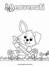 Infanzia Benvenuti Cartello Stampare Coniglio Pasqua Buon Auguri Disegnidacolorare sketch template