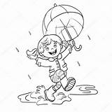 Pioggia Kolorowanka Salta Jumping Regen Salto Coloritura Deszczu Deszcz Meisje Ombrello sketch template