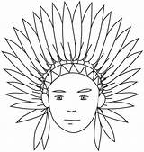 Indian Coloring Pages Printable Native American Headdress Printables Color Thanksgiving Template Headband Indians Longhouse Getcolorings India Preschool Print Choose Board sketch template