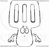 Surprised Spatula Mascot Clipart Cartoon Outlined Coloring Vector Thoman Cory Royalty sketch template