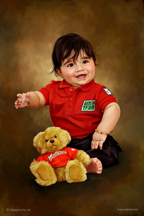 kid digital portrait painting  oilpixel art pvt  kid play toy red smile digital