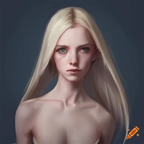 Concept Art Of An Ethereal Woman With Long Blonde Hair And Green Eyes