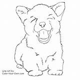 Coloring Pages Corgi Puppy Dog Color Cute Line Drawing Drawings Dogs Template Welsh Puppies Corgis Printable K9 Kids Print Own sketch template