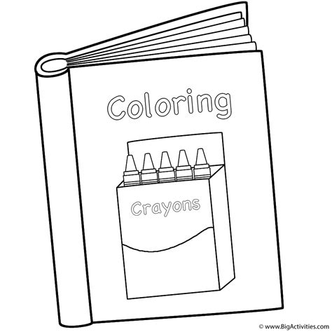 coloring book  box  crayons coloring page   school