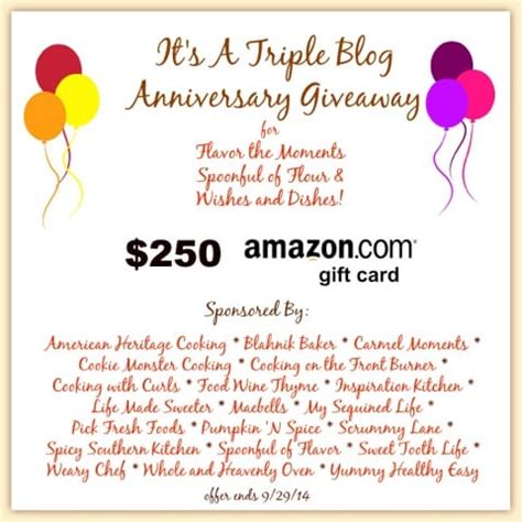 triple blog anniversary  amazon gift card giveaway american heritage cooking