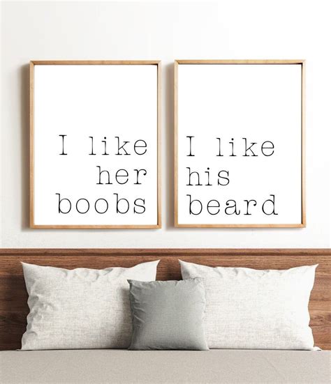 boobs    beard sign  printable etsy bedroom decor  couples wall