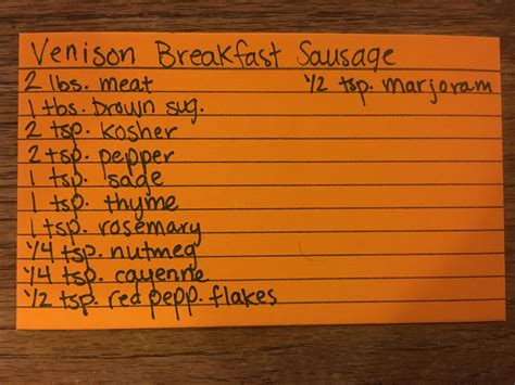 recipe  venison breakfast sausage  good   jimmy