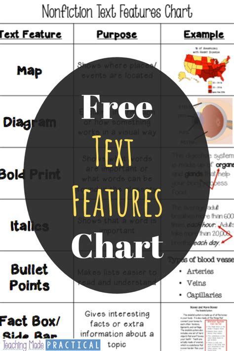 text features chart  images informational text features text features chart