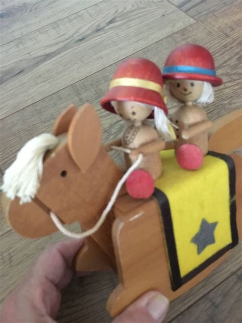 vintage  box wood rocking horse  box plays toy etsy
