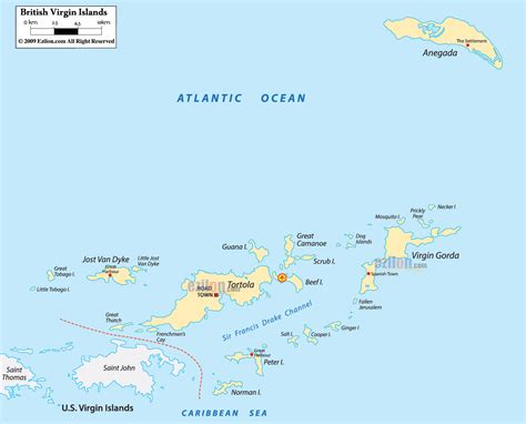 detailed political map  virgin islands ezilon maps