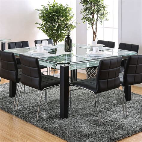 Furniture Of America Callen Ii Square Glass Dining Table Square Glass