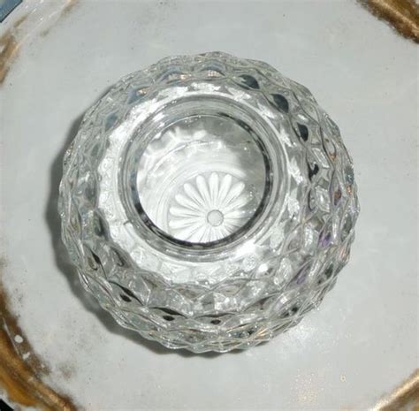 Jeannette Glass Cube Or Cubist Pattern Round Candle Holder From