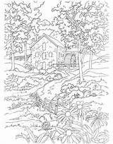 Coloring Pages Adults Landscape Detailed Scenery Thomas Kinkade Color Forest Colouring Printable Book Dover Publications Print Getcolorings Country Pag sketch template