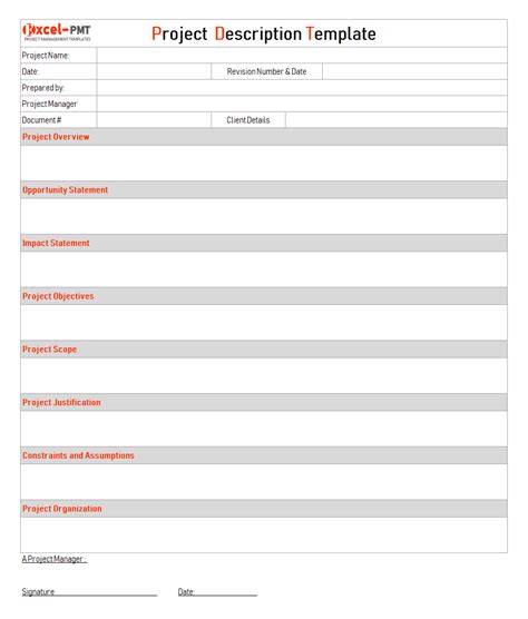 project description sample examples project management templates
