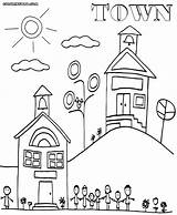Town Coloring Pages Colorings sketch template