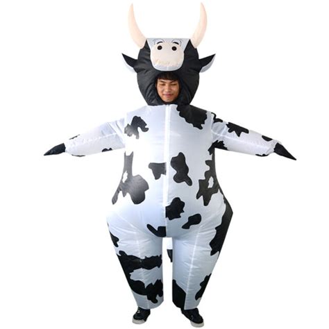 Unisex Adult Inflatable Cow Costume Jumpsuit Halloween Cosplay Fancy