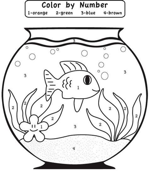 rainbow fish color  number coloring page  printable coloring