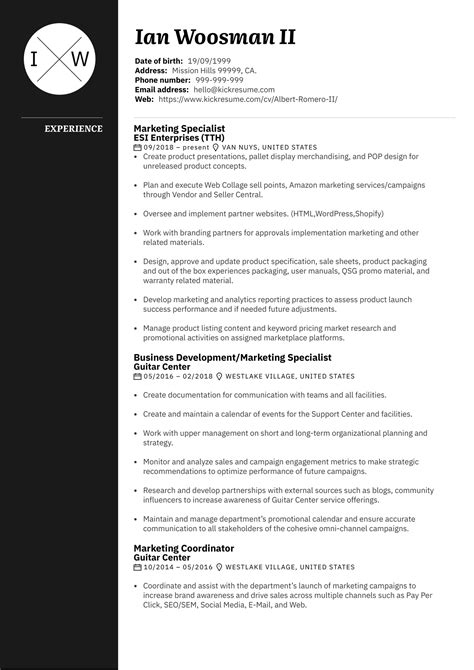 marketing specialist resume sample kickresume